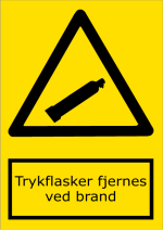 Trykflasker fjernes ved brand - stende